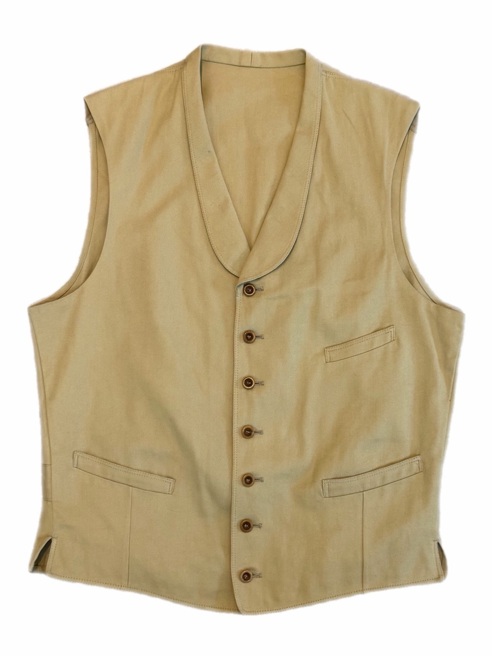 ANATOMICA Sagan Cotton Waistcoat Men’s Tan Khaki Vest Made in France L 40” chest
